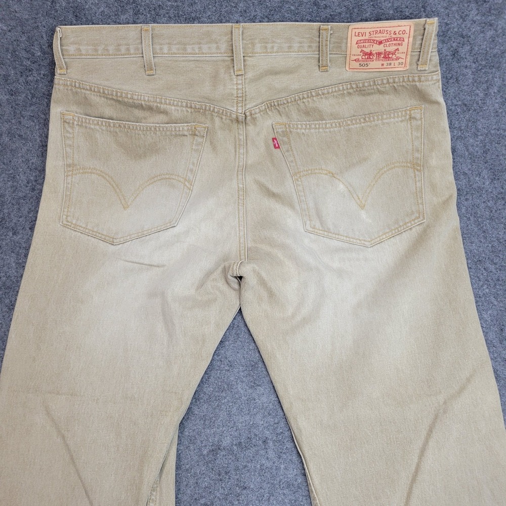 Levis 505 Jeans Mens 38X30 Tan Americana Y2K Workwear Blue Collar Everyday - Picture 6 of 12